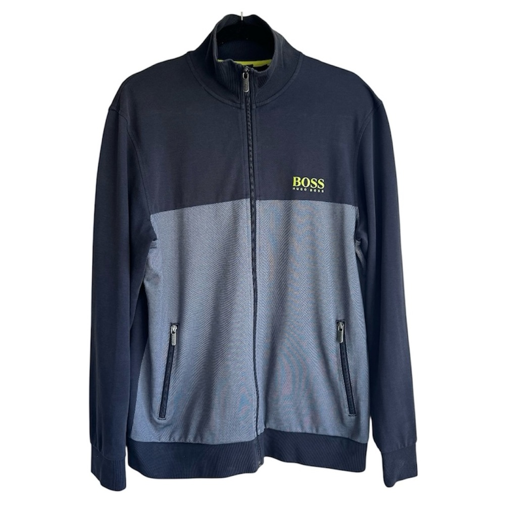 Hugo Boss Grey Color Blocked Logo Print Track Jacket, Size L